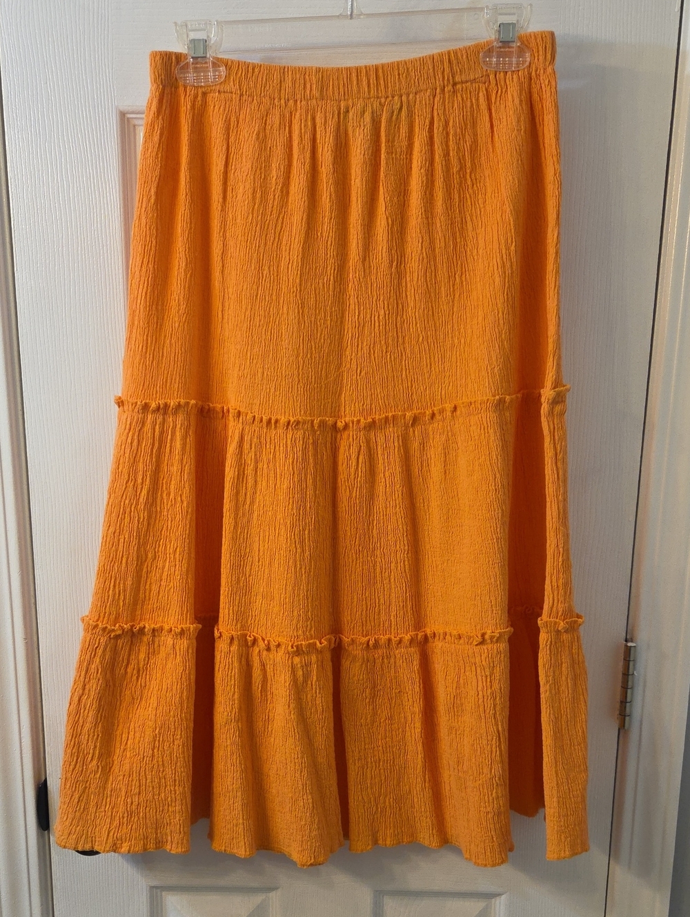 Women's Tiered Maxi Skirt in Bright Orange